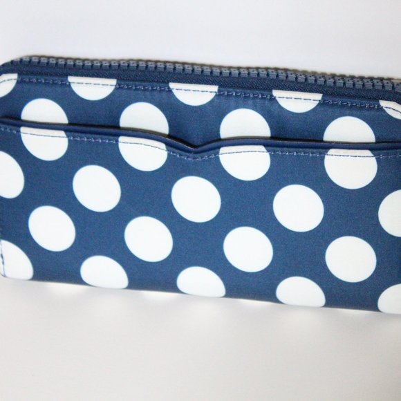 NWT Kate Spade Blue w/ White polka dot continental wallet - Picture 7 of 7